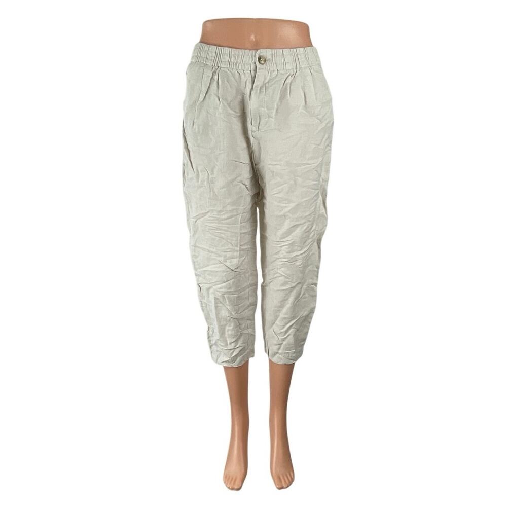 Madewell Lightspun White Linen High Rise Barrel Carrot Tapered Trousers Pants XS